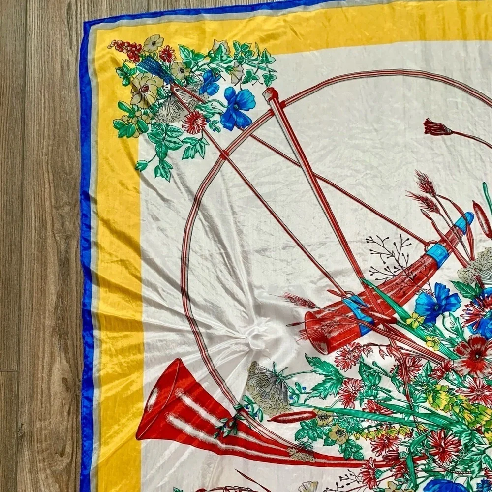 Floral and Instrument Print Scarf